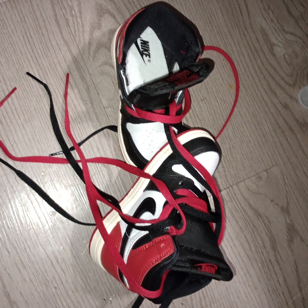 Nike Black, Red, and White High-Top Sneakers